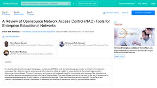 
                            10. (PDF) A Review of Opensource Network Access Control (NAC) Tools ...