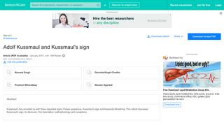 
                            12. (PDF) Adolf Kussmaul and Kussmaul's sign - ResearchGate