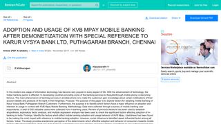
                            11. (PDF) ADOPTION AND USAGE OF KVB MPAY MOBILE BANKING ...