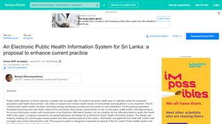 
                            10. (PDF) An Electronic Public Health Information System for Sri Lanka: a ...