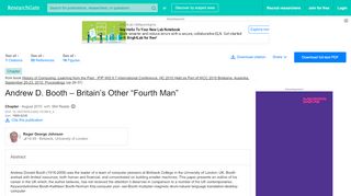 
                            10. (PDF) Andrew D. Booth – Britain's Other “Fourth Man” - ResearchGate