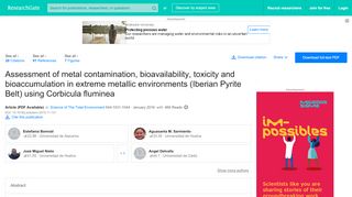 
                            10. (PDF) Assessment of metal contamination, bioavailability, ...