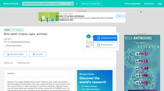 
                            13. (PDF) Brain death: Criteria, signs, and tests - ResearchGate