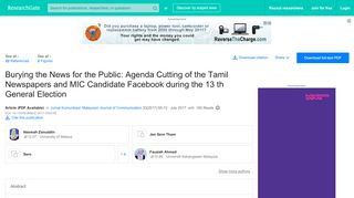 
                            11. (PDF) Burying the News for the Public: Agenda Cutting of the Tamil ...