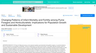 
                            12. (PDF) Changing Patterns of Infant Mortality and Fertility among Pume ...