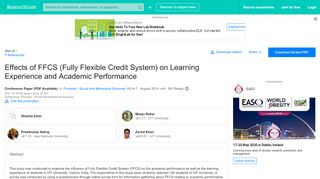 
                            5. (PDF) Effects of FFCS (Fully Flexible Credit System) on Learning ...