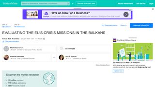 
                            13. (PDF) EVALUATING THE EU'S CRISIS MISSIONS IN THE BALKANS