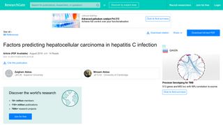 
                            6. (PDF) Factors predicting hepatocellular carcinoma in hepatitis C ...