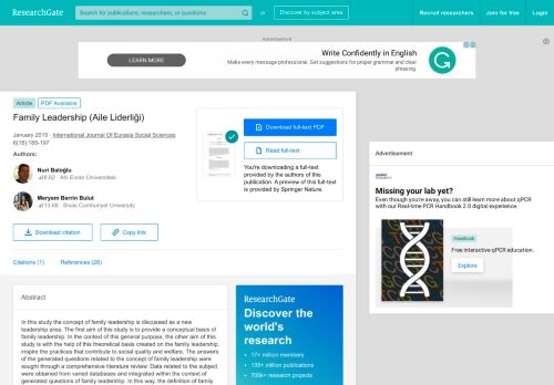 
                            11. (PDF) Family Leadership (Aile Liderliği) - ResearchGate