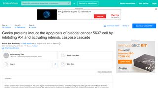 
                            4. (PDF) Gecko proteins induce the apoptosis of bladder cancer 5637 ...