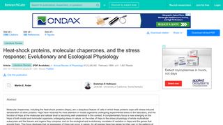 
                            8. (PDF) Heat-shock proteins, molecular chaperones, and the stress ...