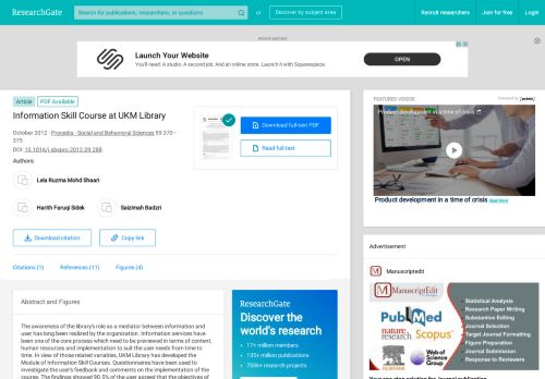 
                            12. (PDF) Information Skill Course at UKM Library - ResearchGate