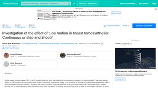 
                            13. (PDF) Investigation of the effect of tube motion in breast ...