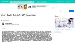 
                            7. (PDF) Library Quality Criteria for NBA Accreditation - ResearchGate