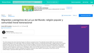 
                            13. (PDF) Migrantes y peregrinos de La Luz del Mundo: religión popular y ...