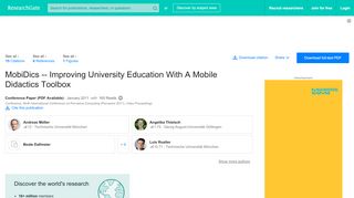 
                            11. (PDF) MobiDics -- Improving University Education With A Mobile ...