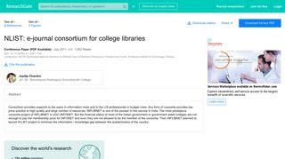 
                            4. (PDF) NLIST: e-journal consortium for college libraries - ResearchGate