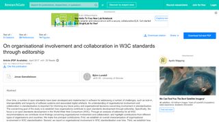 
                            6. (PDF) On organisational involvement and collaboration in W3C ...