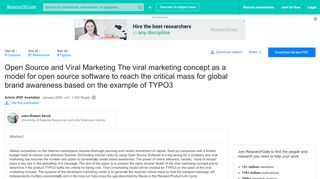 
                            8. (PDF) Open Source and Viral Marketing The viral marketing ...