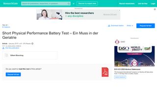 
                            12. (PDF) Short Physical Performance Battery Test – Ein Muss in der ...