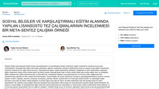 
                            8. (PDF) SOSYAL BİLGİLER VE KARŞILAŞTIRMALI EĞİTİM ALANINDA ...