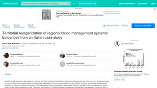 
                            13. (PDF) Territorial reorganization of regional blood management ...