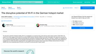 
                            12. (PDF) The disruptive potential of Wi-Fi in the German hotspot market