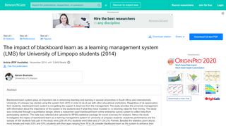 
                            12. (PDF) The impact of blackboard learn as a learning management ...