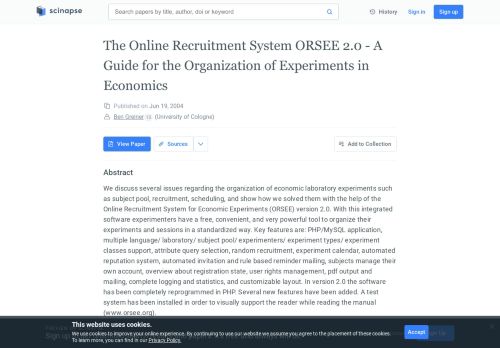 
                            12. [PDF] The Online Recruitment System ORSEE 2.0 - A Guide for the ...