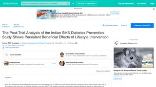 
                            11. (PDF) The Post-Trial Analysis of the Indian SMS Diabetes Prevention ...