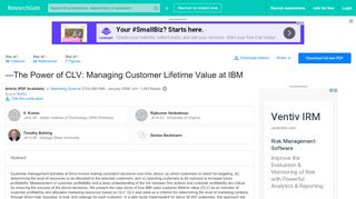 
                            9. (PDF) —The Power of CLV: Managing Customer Lifetime Value at IBM