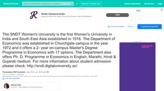 
                            12. (PDF) The SNDT Women's University is the first Women's University in ...