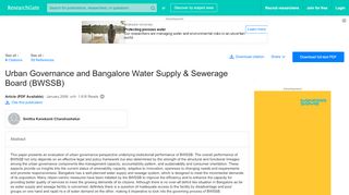 
                            13. (PDF) Urban Governance and Bangalore Water Supply & Sewerage ...