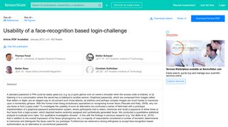 
                            12. (PDF) Usability of a face-recognition based login-challenge