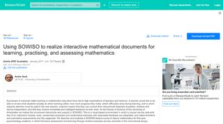 
                            13. (PDF) Using SOWISO to realize interactive mathematical documents ...