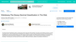 
                            10. (PDF) Webdewey:The Dewey Decimal Classification in The Web