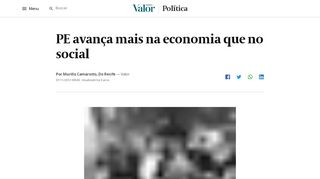 
                            5. PE avança mais na economia que no social | Valor Econômico