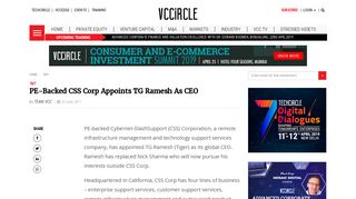 
                            12. PE-Backed CSS Corp Appoints TG Ramesh As CEO | VCCircle