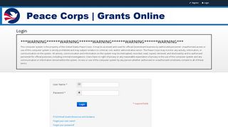 
                            6. Peace Corps Grants Online - Login