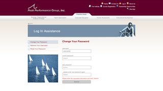 
                            10. Peak Performance Group - Log In Assistance