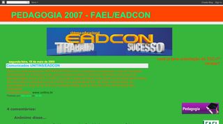 
                            12. PEDAGOGIA 2007 - FAEL/EADCON: Comunicados UNITINS/EADCON