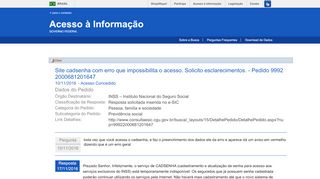 
                            8. Pedido: Site cadsenha com erro que impossibilita o acesso. Solicito ...