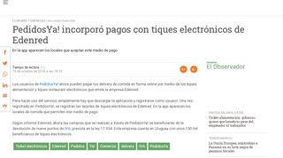 
                            9. PedidosYa! incorporó pagos con tiques electrónicos de Edenred