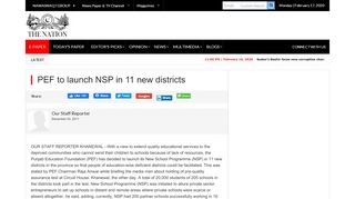 
                            9. PEF to launch NSP in 11 new districts - The Nation