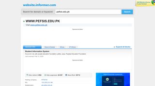
                            4. pefsis.edu.pk at WI. Student Information System - Website Informer