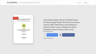 
                            12. Pemanfaatan Digital Library Politeknik Negeri Sriwijaya sebagai ...