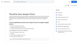 
                            9. Pemulihan akun dengan iCloud - Bantuan Waze - Google Support