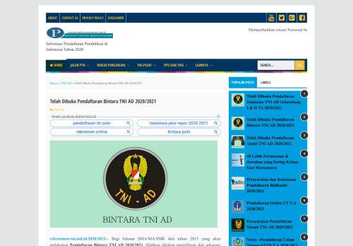 
                            10. Pendaftaran Bintara TNI AD 2019/2020, Syarat, Jadwal, dan Tata ...