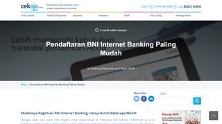 
                            8. Pendaftaran BNI Internet Banking Paling Mudah - CekAja