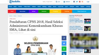 
                            6. Pendaftaran CPNS 2018, Hasil Seleksi Administrasi Kemenkumham ...